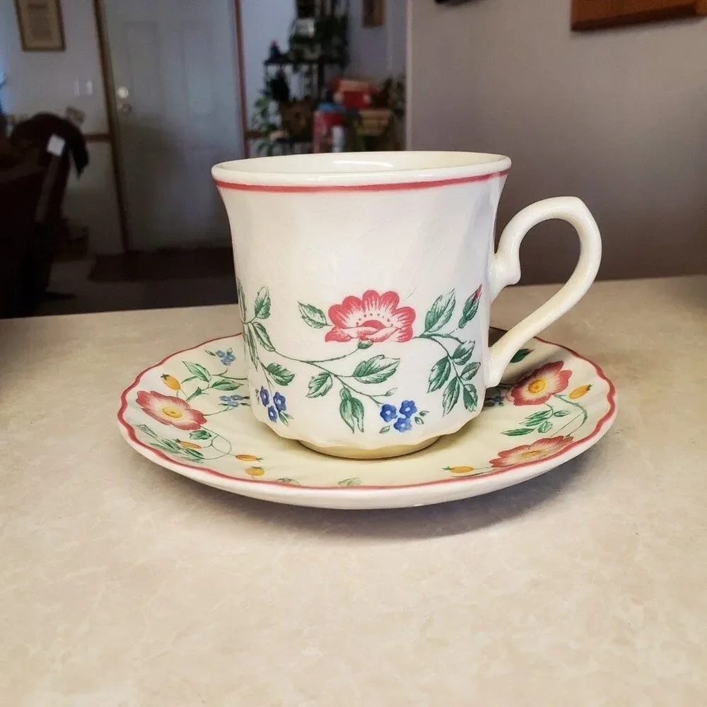 Briar Rose by Churchill Flat Cup & Saucer Set  Staffordshire England